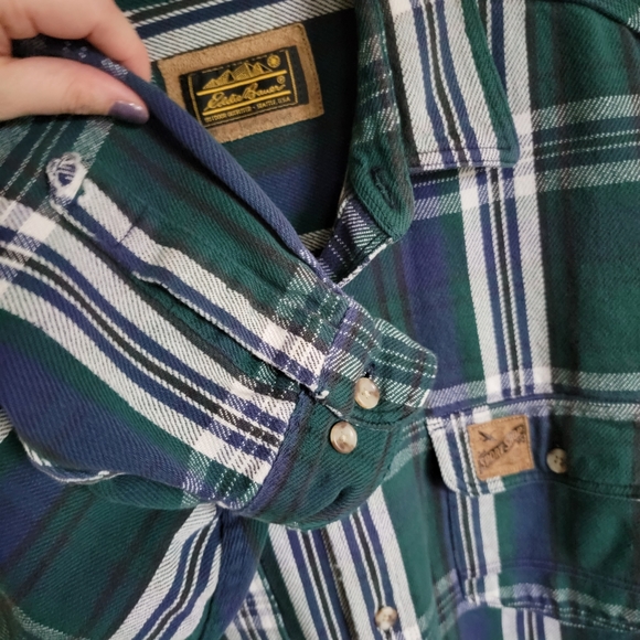Vintage Eddie Bauer Sport Shop Button Up Cotton Flannel Shirt - Picture 6 of 11